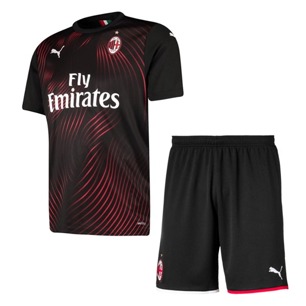 Trikot AC Milan Ausweich Kinder 2019-20 Rote Schwarz Fussballtrikots Günstig